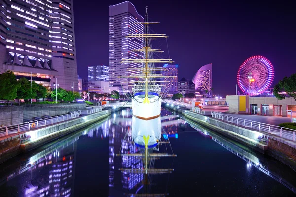 Yokohama, Japan at Night. — Stock Photo, Image
