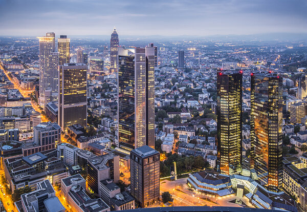 Cityscape of Frankfurt, Germany, the financial center of the country.