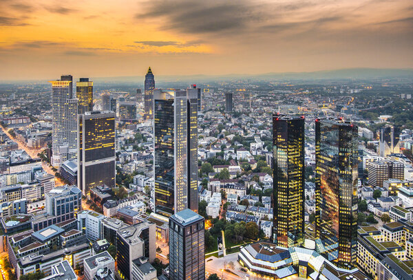Cityscape of Frankfurt, Germany, the financial center of the country.