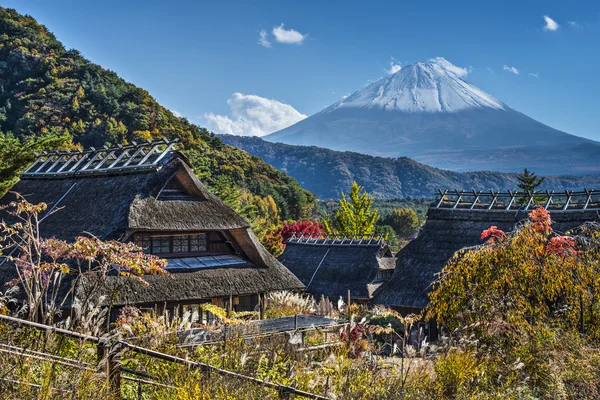 MT fuji en een dorp — Stockfoto