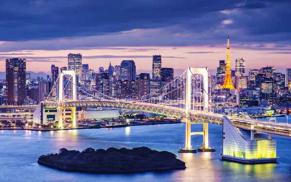 Baai van Tokio op de brug van de regenboog. — Stockfoto