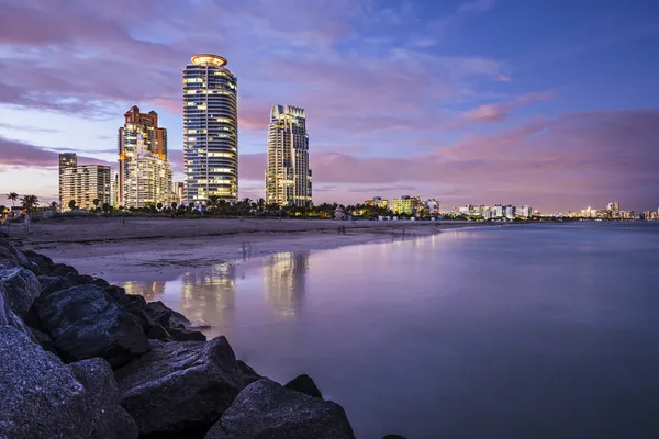 Miami skyline praia — Fotografia de Stock