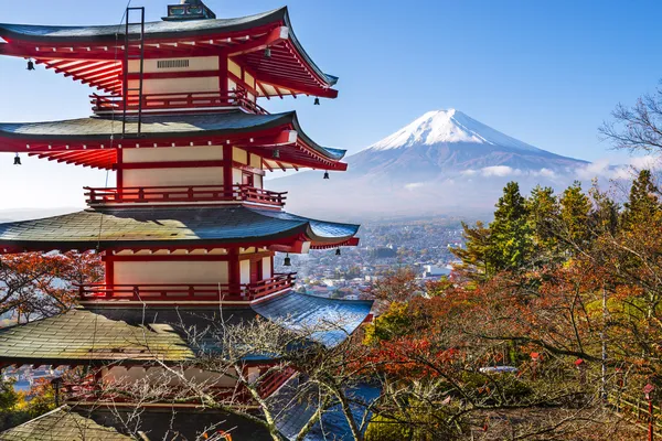 Fuji і пагоди — стокове фото