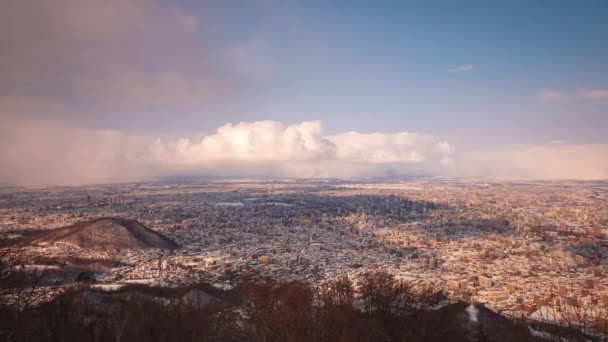Саппоро Япония Воздушный Вид Небо Зимой — стоковое видео