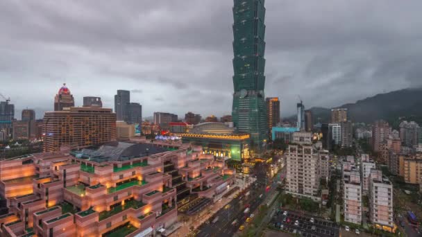 Taipei Taiwan Februari 2017 Basis Van Taipei 101 Het Xinyi — Stockvideo