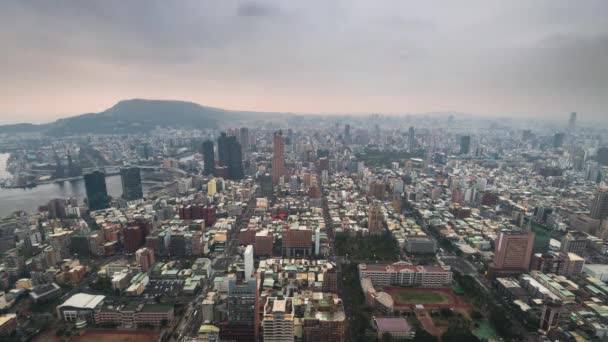 Kaohsiung Cidade Taiwan Entardecer Cima Olhando Para Porto Kaohsiung — Vídeo de Stock