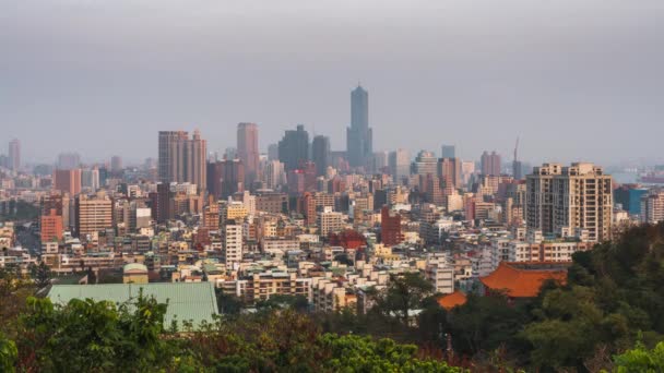 Kaohsiung Taiwan Skyline Anoitecer Noite — Vídeo de Stock