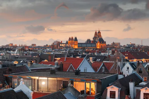 Амстердам Вид Нидерландов Город Пейпа Сумерках — стоковое фото