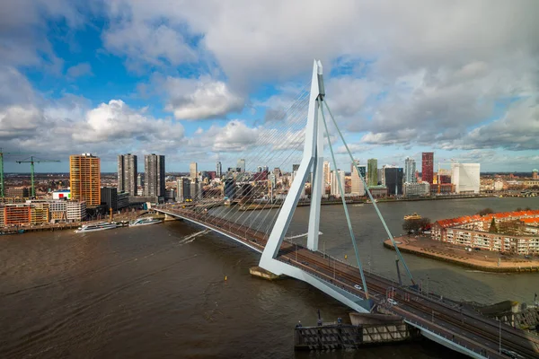 Rotterdam Nederland Skyline Brug Middag — Stockfoto