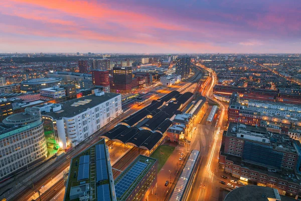 Hague Netherlands Cityscape Overlooking Den Haag Railway Station Twilight — Stock Photo, Image