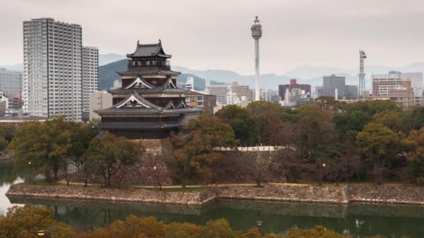 日本广岛城市景观在城堡 — 图库视频影像