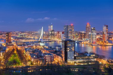 Rotterdam, Netherlands, city skyline at twilight. clipart