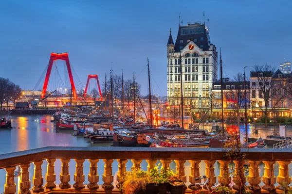 Rotterdam Países Bajos Desde Oude Haven Old Port Twilight —  Fotos de Stock