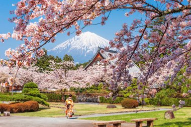 Fujinomiya, Shizuoka, Japonya ve Mt. Baharda Fuji.