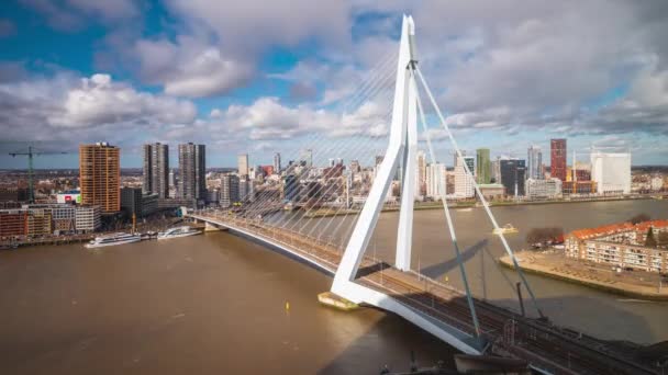 Rotterdam Holanda Skyline Cidade Ponte Tarde — Vídeo de Stock