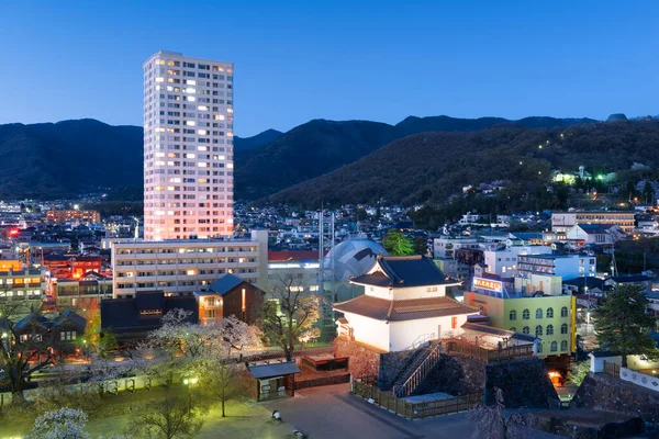 Kofu Yamanashi Japan Centrum Stadsgezicht Hoek Kasteel Toren Bij Schemering — Stockfoto