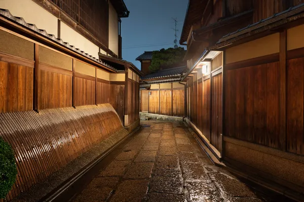 Kyoto Japão Beco Histórico Noite — Fotografia de Stock