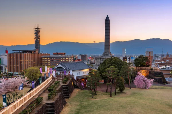 Kofu Yamanashi Japonia Centrum Miasta Pomnik Wieży Zmierzchu — Zdjęcie stockowe