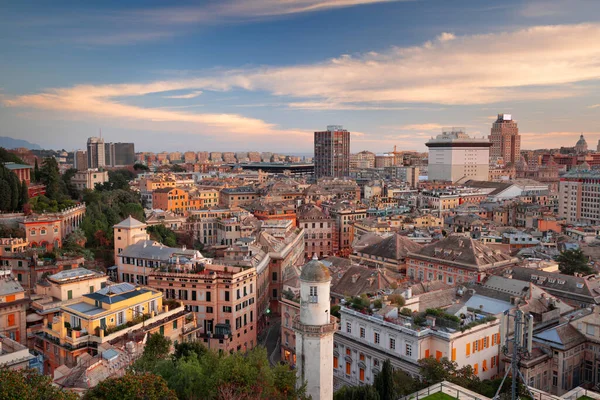 Генуя Италия Вид Сверху Центр Города Сумерках — стоковое фото
