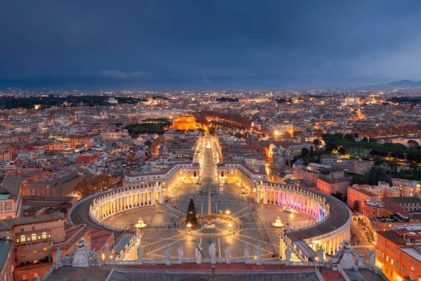 Estado Cidade Vaticano Cercado Por Roma Itália Partir Cima Noite — Fotografia de Stock