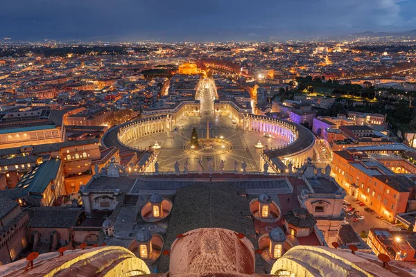 Estado Cidade Vaticano Cercado Por Roma Itália Partir Cima Noite — Fotografia de Stock