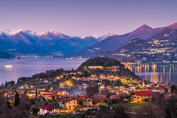 Bellagio Como Italien Stadsutsikt Vid Comosjön Skymningen — Stockfoto