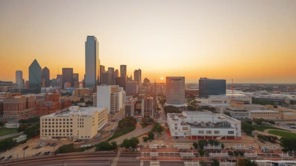 Dallas Texas Usa Stadtsilhouette Morgengrauen — Stockvideo