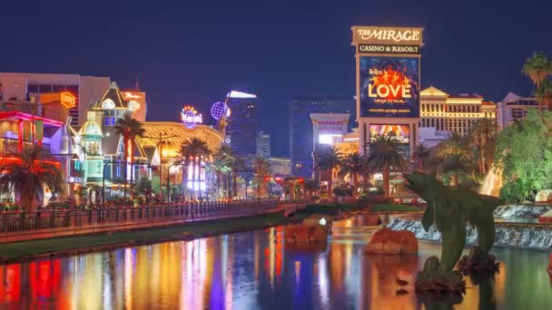 Las Vegas Nevada Mayıs 2019 Las Vegas Alacakaranlıkta Şerit Boyunca — Stok video