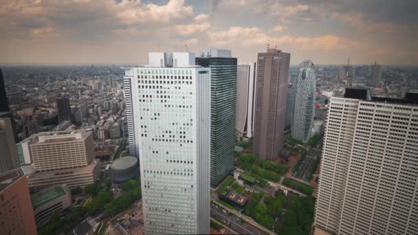 Tokyo Japan Finansiella Byggnader Stadsbilden Nishi Shinjuku District — Stockvideo