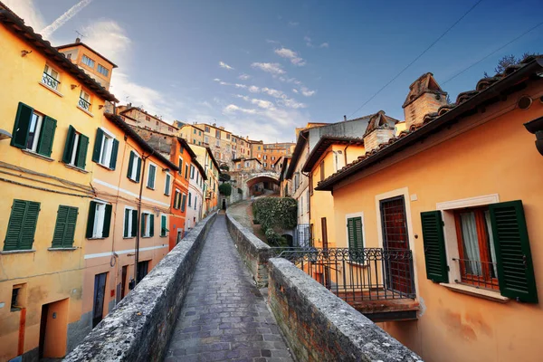 Perugia Olaszország Középkori Aqueduct Utcában Reggel — Stock Fotó