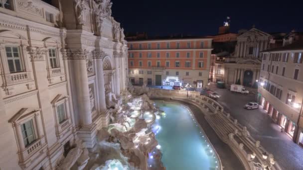 ローマ イタリア トレビの泉を見下ろす夜から昼まで — ストック動画