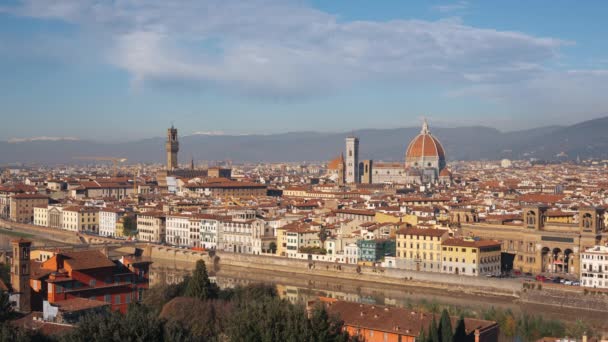 Florence Italy Skyline Arno River Afternoon — Stock Video