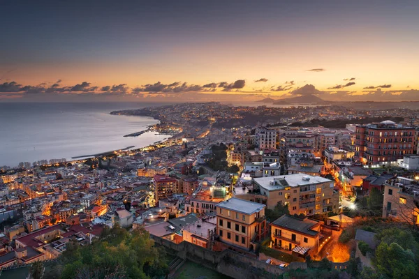Nápoles Itália Longo Golfo Nápoles Entardecer — Fotografia de Stock