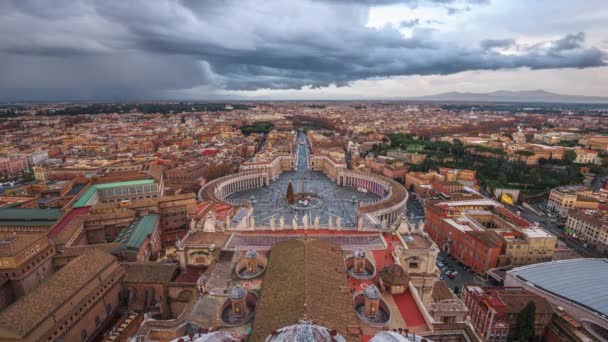 Vatikán Obklopen Římem Itálie Soumraku Noci — Stock video
