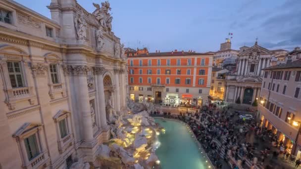 Rom Italien Blick Auf Den Trevi Brunnen Der Dämmerung — Stockvideo