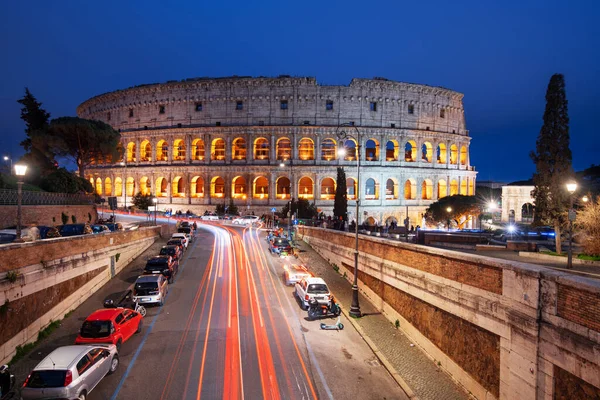 Rom Italien Colosseum Natten — Stockfoto