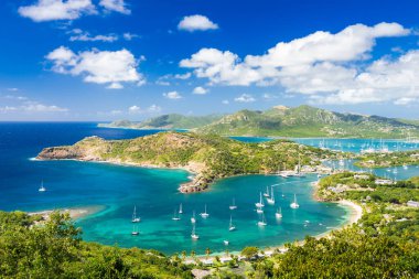Shirley Heights, Antigua overlooking English Harbour viewed on a beautiful day. clipart