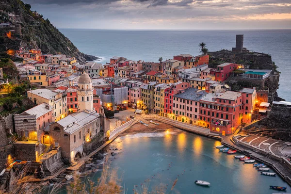 Vernazza Spezia Liguria Itálie Regionu Cinque Terre Soumraku — Stock fotografie