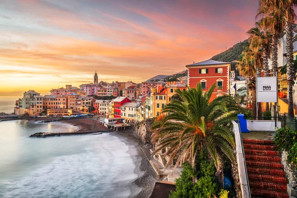 Bogliasco Gênes Italie Skyline Sur Mer Méditerranée Coucher Soleil — Photo