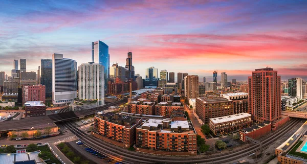 Chicago Illinois Usa Innenstadt Stadtbild Der Dämmerung — Stockfoto