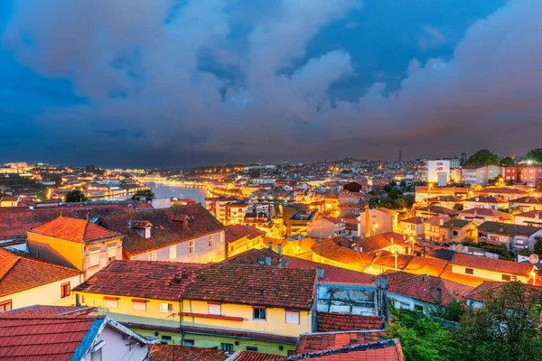 Porto Portugal Kota Tua Cityscape Dan Skyline Pada Senja — Stok Foto