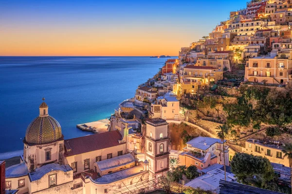 Positano Italia Lungo Costiera Amalfitana Tramonto — Foto Stock