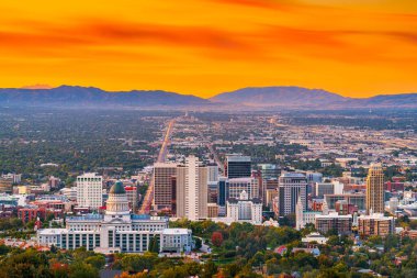 Salt Lake City, Utah, USA downtown city skyline at dusk. clipart