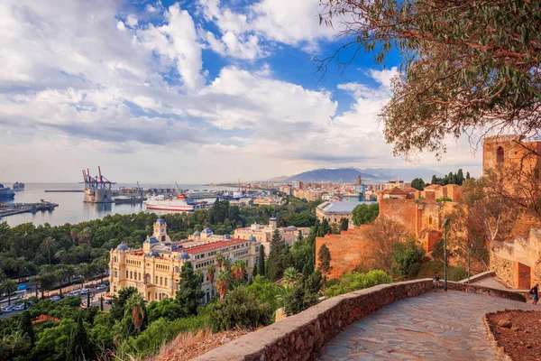 Malaga Spanien Stadslandskap Vid Alcazaba Citadell — Stockfoto