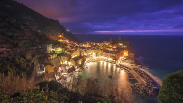 Vernazza Italy Cinque Terre Region Dusk — Video