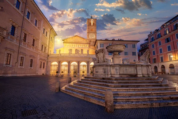 Rome Italië Onze Lieve Vrouwebasiliek Trastevere Ochtend — Stockfoto