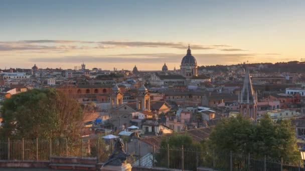 Rome Italy Historic Buildings Cathedrals Dusk Night — Stockvideo