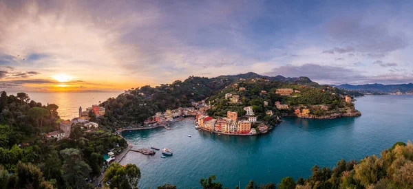 Portofino Italiens Fiskeby Och Kommun Staden Genova Skymningen — Stockfoto