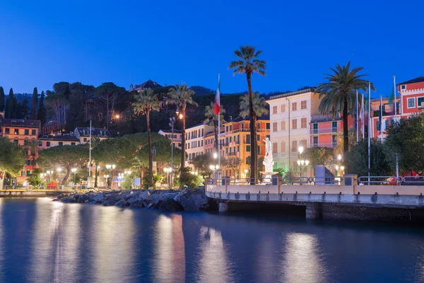 Coast Santa Margherita Ligure Italy Blue Hour — стокове фото