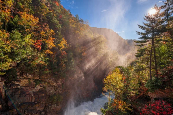 Tallulah Falls Gruzja Usa Widokiem Tallulah Gorge Sezonie Jesiennym — Zdjęcie stockowe